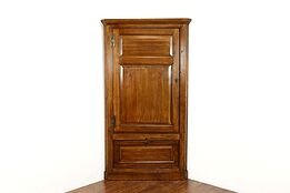 Farmhouse Country Pine Antique Corner Cabinet, Pantry Cupboard #39437