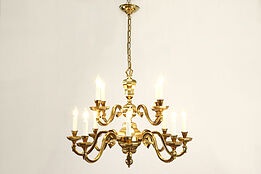 Traditional Brass Two Tier 12 Candle Vintage Chandelier #39455