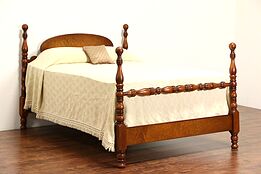 Curly Birdseye Maple 1925 Antique Full Size Poster Bed