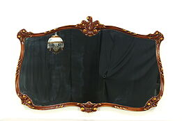Baroque Carved Cherry Vintage Wall Mirror, Hand Painted Signed Montalbano