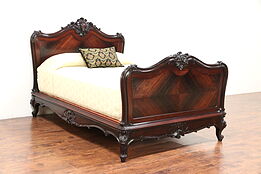Rosewood Hand Carved Antique 1890 French Full Size Bed #29433