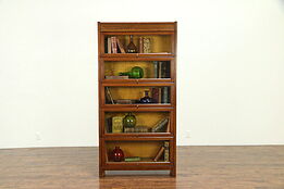 Mission Oak Arts & Crafts Craftsman Antique 5 Stack Lawyer Bookcase #30662