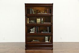 Oak Antique 4 Stack Lawyer or Office Bookcase, Wavy Glass, Globe Wernicke #35876