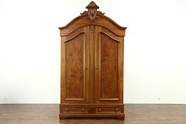 Victorian Antique 1860 Walnut Armoire, Closet or Wardrobe #28644