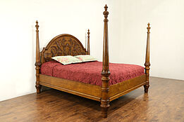 Traditional King Size Carved Fruitwood Four Poster Bed #30902