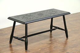 Ebonized Carved Vintage Bench or Coffee Table