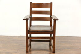Arts & Crafts Mission Oak 1905 Antique Craftsman Chair, Pegged Joints
