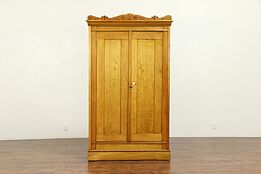 Victorian Eastlake Antique Child Size Armoire or Linen Cabinet #30408