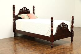 Twin Size Antique Carved Mahogany Pineapple Poster Bed #31717