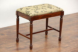 Maple 1920's Antique Bench or Stool, New Upholstery