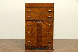 Art Deco Waterfall 1930's Vintage Tall Chest or Dresser #31038