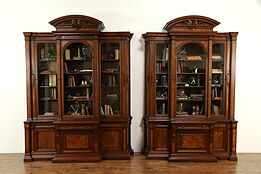 Pair of Victorian Renaissance Antique Matched or Corner Bookcases #32020