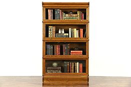 Oak 1900 Antique 4 Section Stacking Lawyer Bookcase, 61" Tall