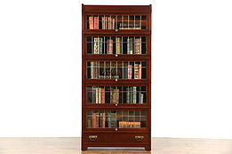 Globe Wernicke Mission Leaded Glass Mahogany Barrister Lawyer Stacking Bookcase