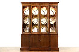 Hickory Signed Traditional Vintage Breakfront China or Curio Display Cabinet