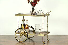 Bar, Beverage or Dessert Cart, Rosewood Marquetry, Gold Plated Mounts, Italy