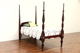 Poster Twin or Single Bed, 1830's Antique Mahogany, Spiral Columns