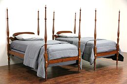 Pair of Traditional Twin Size 1920's Antique Poster Beds, Pine & Maple