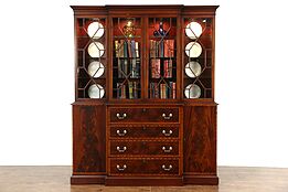 Beacon Hill Signed Traditional Breakfront Vintage China Display Cabinet