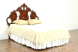 Baroque Carved King or Queen Size Cherry Headboard, Hand Painted & Signed