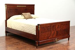 French Antique Queen Size Bed, Inlaid Tulipwood Banding, Bronze Mounts #29708