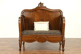 Hall Bench made from French Antique 1890 Carved Oak Bed #31191