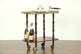 Bar, Beverage or Dessert Cart, Rosewood & Burl Marquetry, Signed Italy