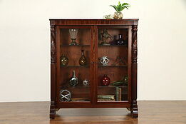 Empire Antique Mahogany Bookcase or Curio Display Cabinet #30825
