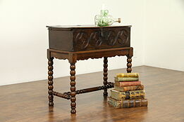 English Oak Antique 1760 Document or Treasure Box & Later Stand  #31520