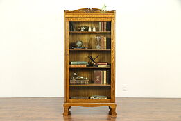 Oak Antique Bookcase, Bath or Display Cabinet, Wavy Glass Door #31877