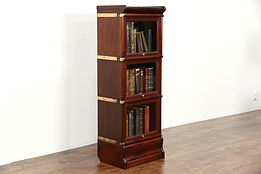 Macey Signed Antique 3 Stack Lawyer Narrow Bookcase