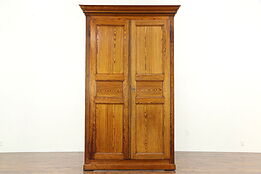 Pine Antique 1890 Hand Crafted Armoire, Wardrobe or Closet, Austria or Czech