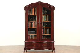 Empire Antique Mahogany Bookcase, Curio Display or Bath Linen Cabinet #28947