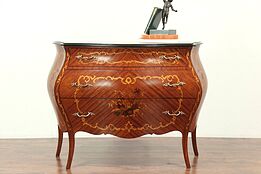 Bombe Shaped Vintage Chest or Dresser, Rosewood & Marquetry, Italy  #29031