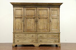 Country Pine Vintage 9'  Wide Armoire or TV or Linen Cabinet, Ellis Woods #30250