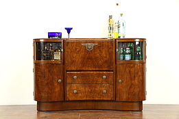 Art Deco Vintage English Bar Liquor Cabinet, Beautility #30485