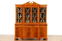 Breakfront Traditional China Cabinet or Bookcase, Yew Wood, Richwoods of London