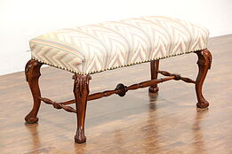 Cherry Antique 1910 Hand Carved Bench