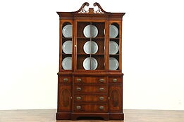 Traditional Vintage Mahogany Breakfront China Cabinet or Bookcase, Berkey & Gay