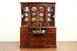 Traditional Vintage Breakfront China Cabinet or Bookcase & Desk, Saginaw #30538