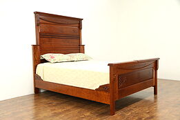 Victorian Eastlake Antique 1880 Carved Cherry Queen Size Bed #30976