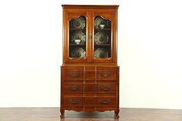 Cherry Traditional Vintage China Cabinet or Bookcase, Signed Widdicomb