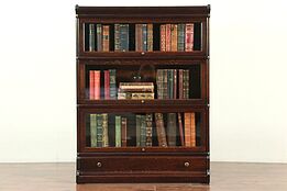 Oak 3 Stack Antique Lawyer Bookcase, Wavy Glass Doors, Globe Wernicke #28933