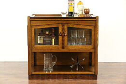 Art Deco 1925 Vintage Bar Cabinet & Tray, Oak & Rosewood, Scandinavia