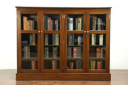 Mahogany 1930 Vintage Library Bookcase, 4 Doors, Adjustable Shelves