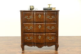 Country French Vintage Small Chest, Oak & Burl, Signed Baker #31071