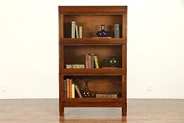 Walnut Antique 3 Stack Lawyer Bookcase, Large Sections, Globe #31475