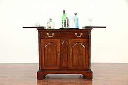 Traditional Cherry Vintage Bar Cabinet, Flip Serving Top, Signed Mt. Airy #30050