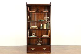 Oak Antique Bookcase, Shelf or Bath Cabinet, Drawer & Adjustable Shelves #30111
