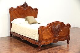 French Antique Carved Mahogany Full or Double Size Bed #29592